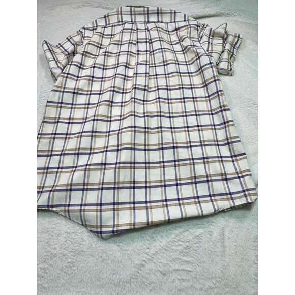 Vintage Sears Sport Shirt Blue Brown Check SS Button Down M Poly Cotton Exc Cond - Picture 8 of 9